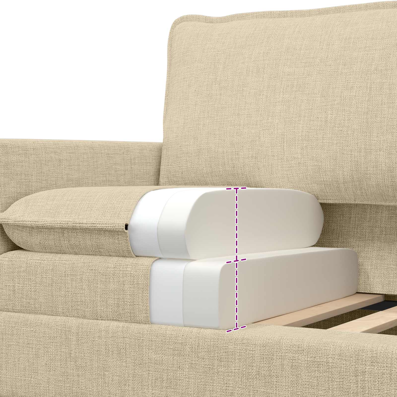 Sofa Krem 196 x 81 x 87,5 cm Tkanina