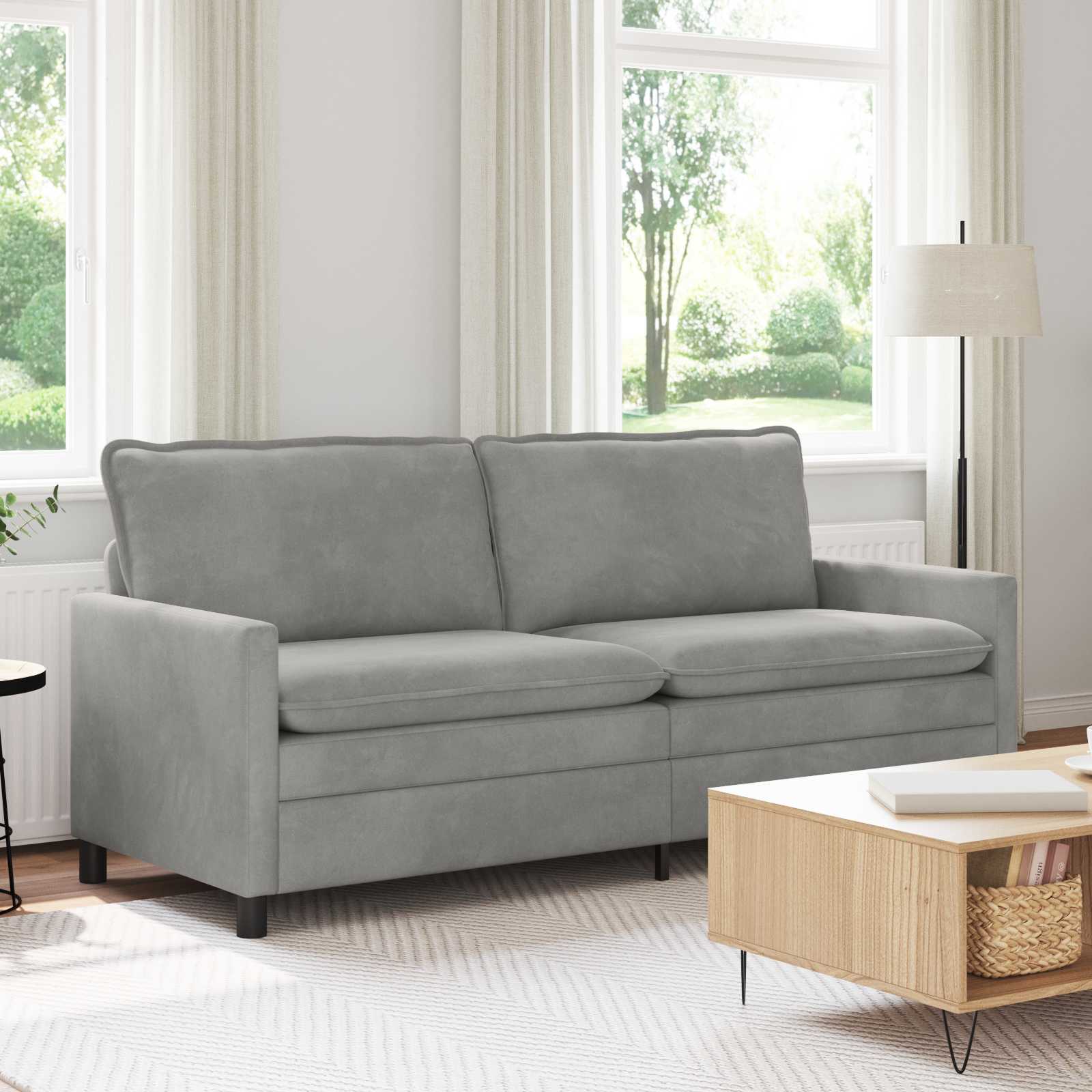 Sofa Svjetlosiva 196 x 81 x 87,5 cm Baršun