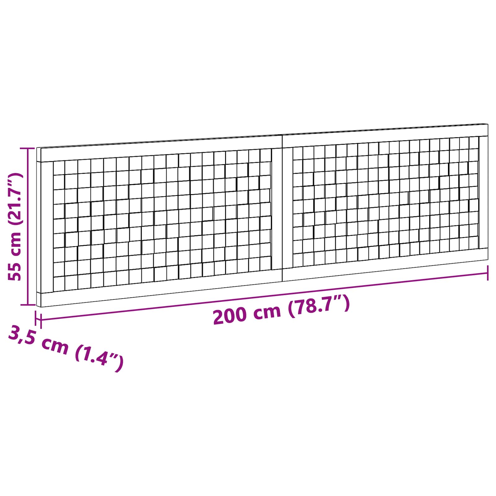 Uzglavlje Zidne Prirodna 200 cm Čvrsto teak drvo