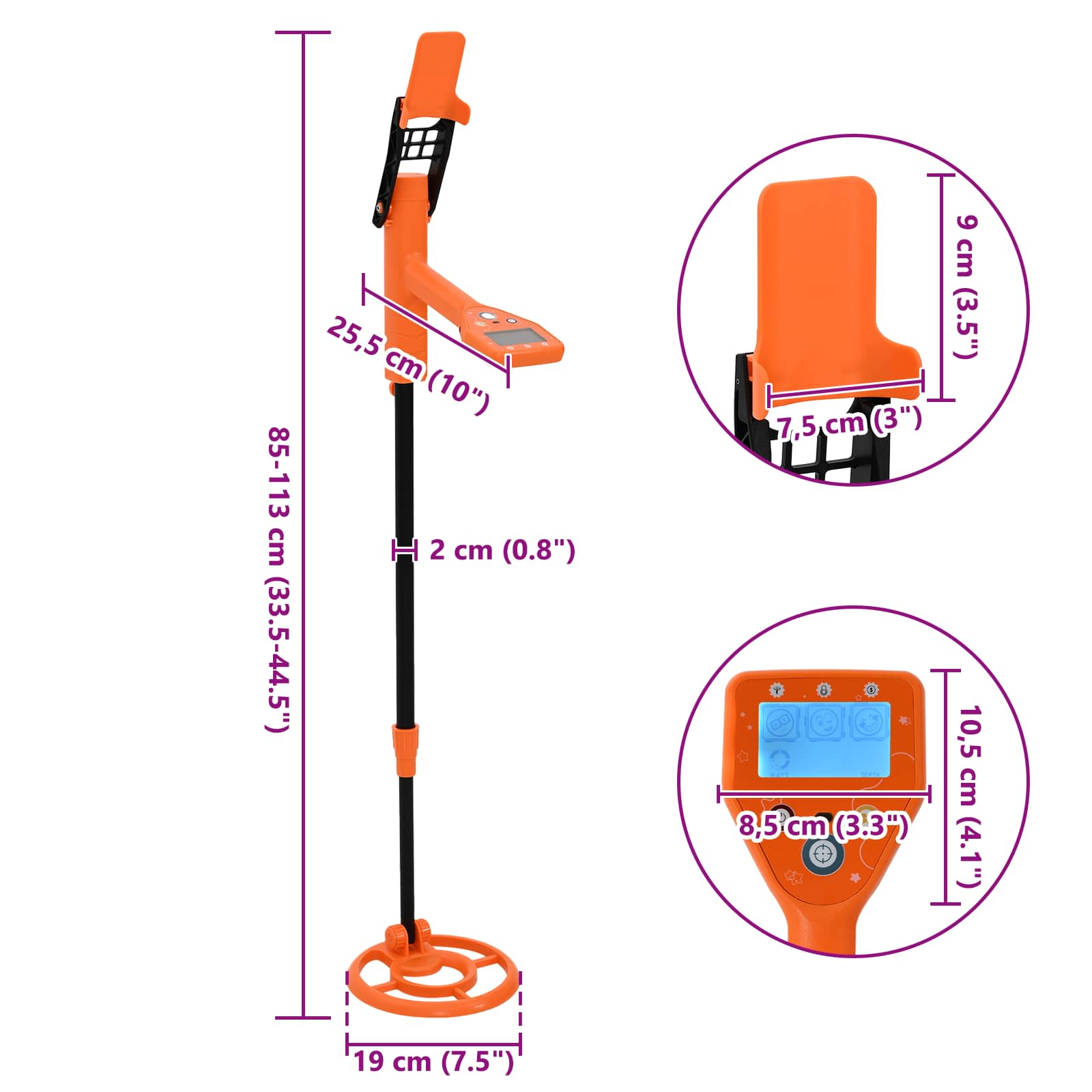 Detektor metala s LCD prikazom 2 modela 19 cm zavojnica Žuta