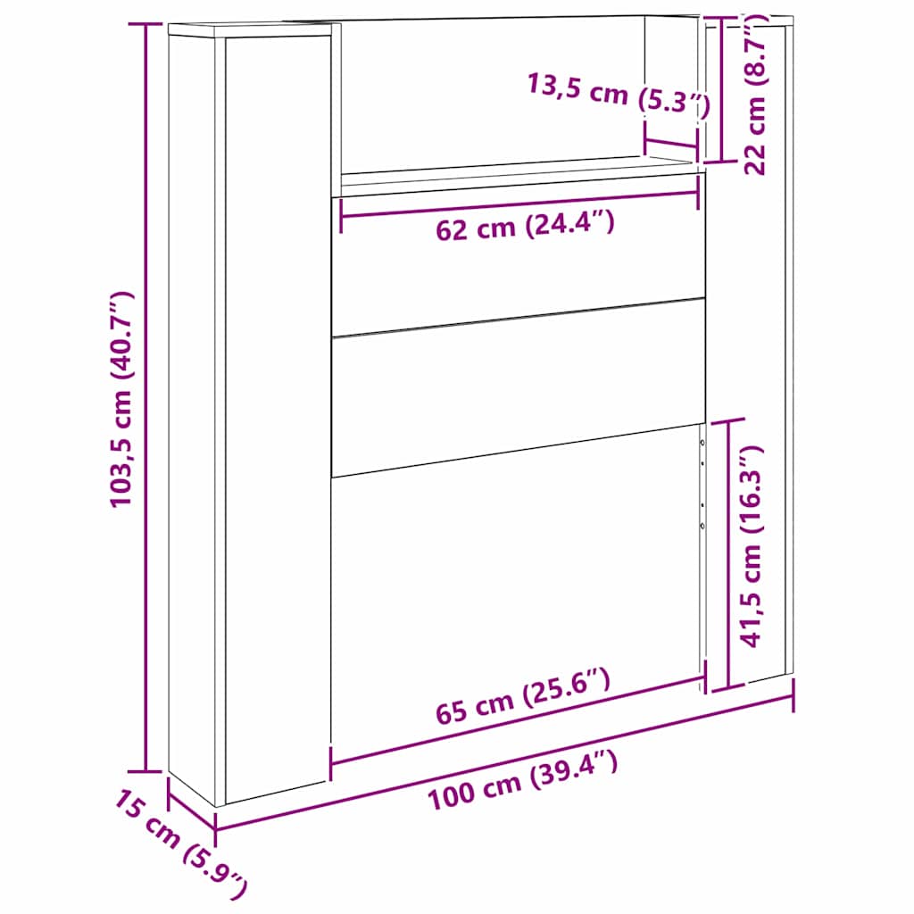 Uzglavlje Crni hrast 100 x 15 x 103,5 cm Konstruirano drvo