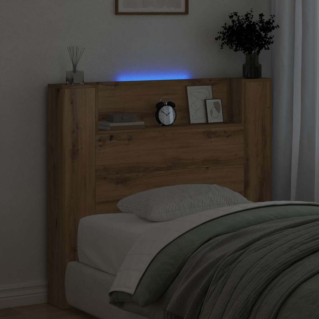 Uzglavlje S LED lampica Umjetnički hrast 120 x 15 x 103,5 cm