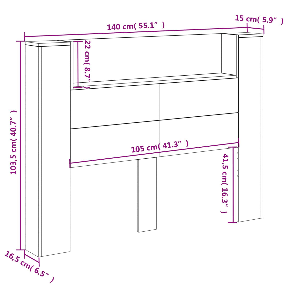 Uzglavlje Sonoma hrast 140 x 16,5 x 103,5 cm Konstruirano drvo