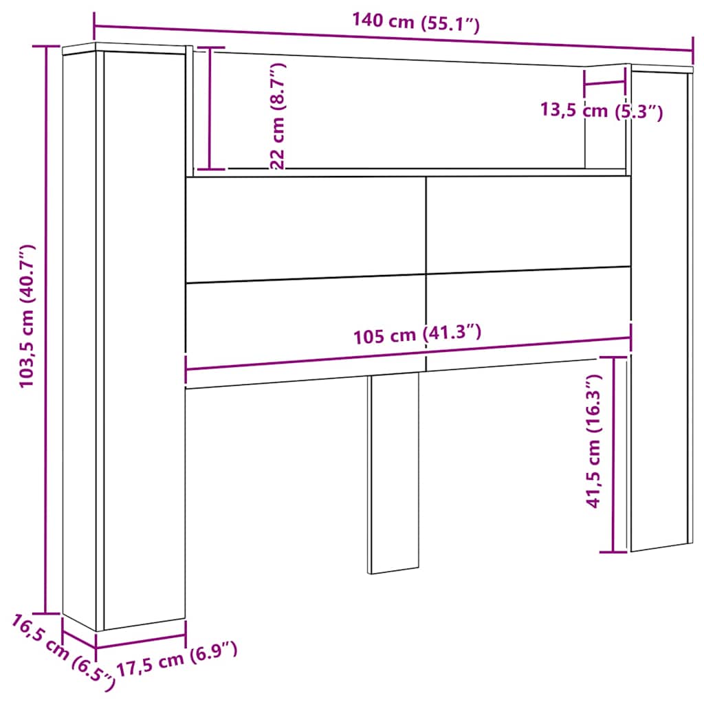 Uzglavlje Crni hrast 140 x 17 x 104,5 cm Konstruirano drvo