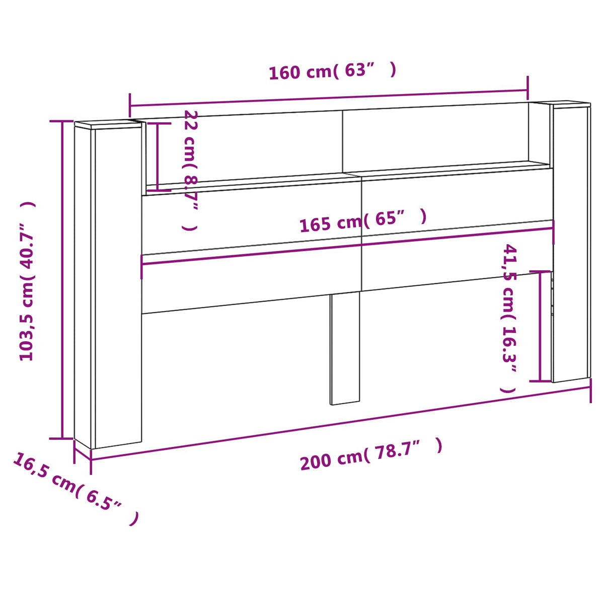 Uzglavlje Smeđi hrast 200 x 16,5 x 103,5 cm Konstruirano drvo