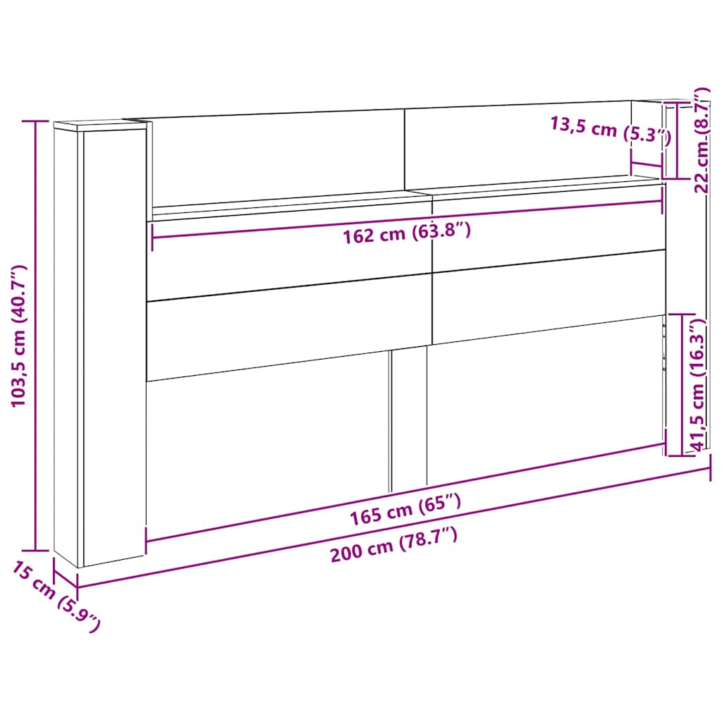 Uzglavlje Crni hrast 200 x 15 x 103,5 cm Konstruirano drvo