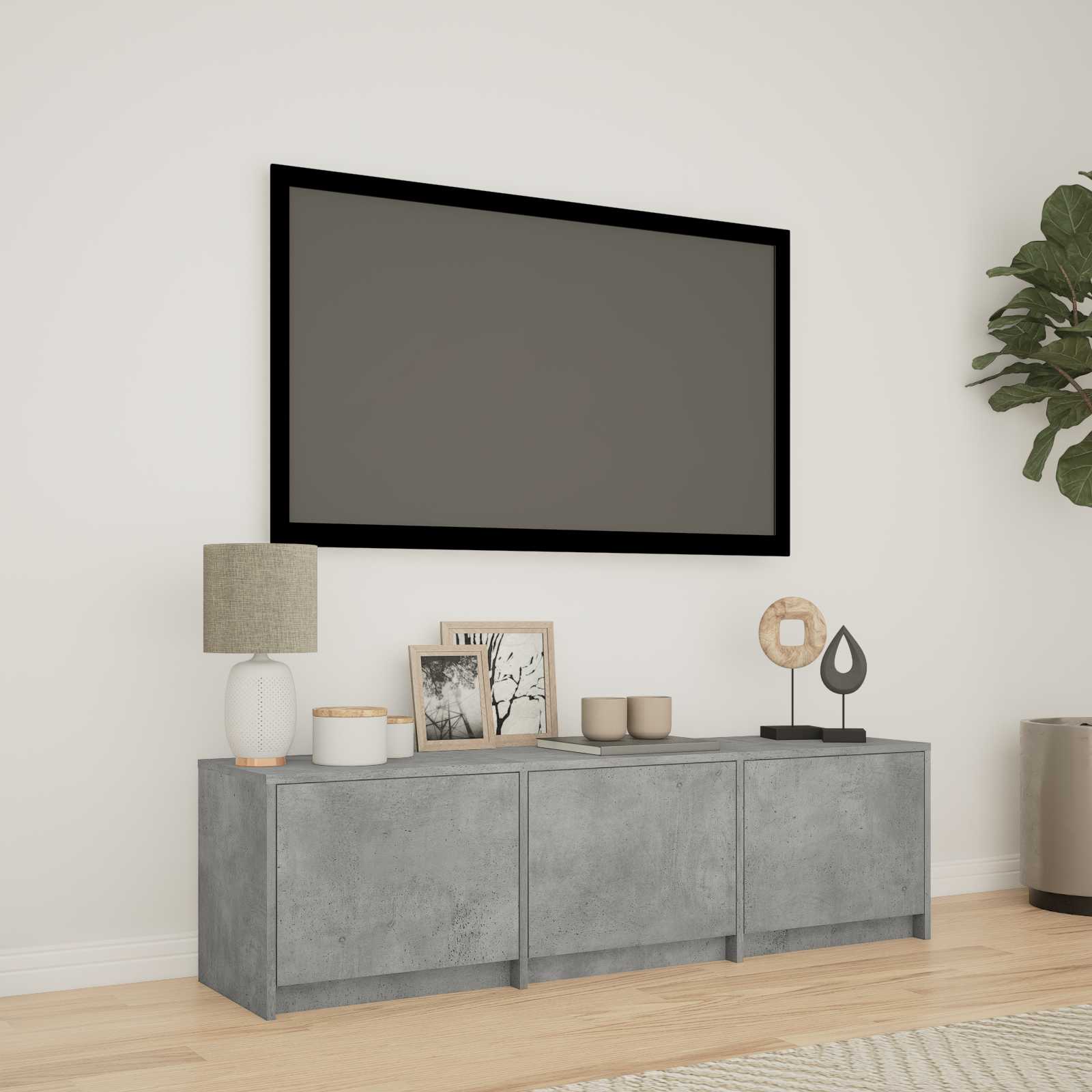 TV ormarić s LED rasvjetom Betonsko Siva 140 x 34 x 40 cm