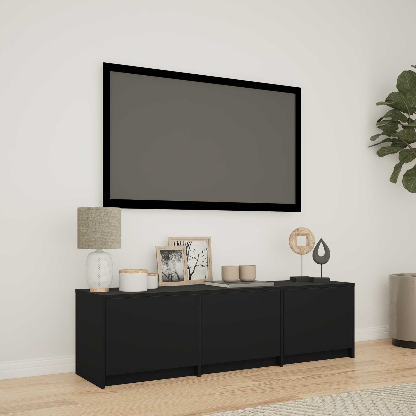 TV ormarić s LED rasvjetom s ladicama Crna 140 x 34 x 40 cm