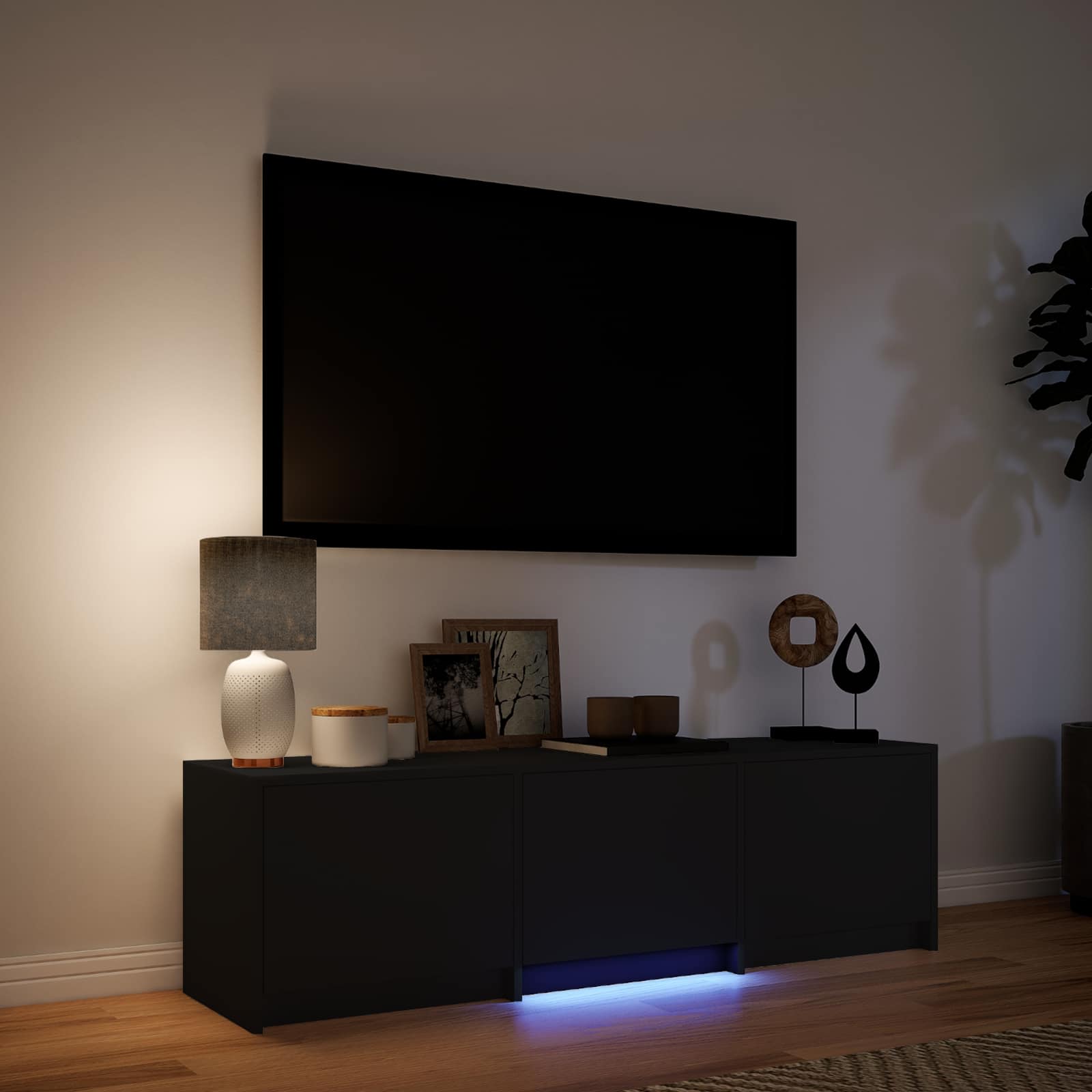 TV ormarić s LED rasvjetom s ladicama Crna 140 x 34 x 40 cm