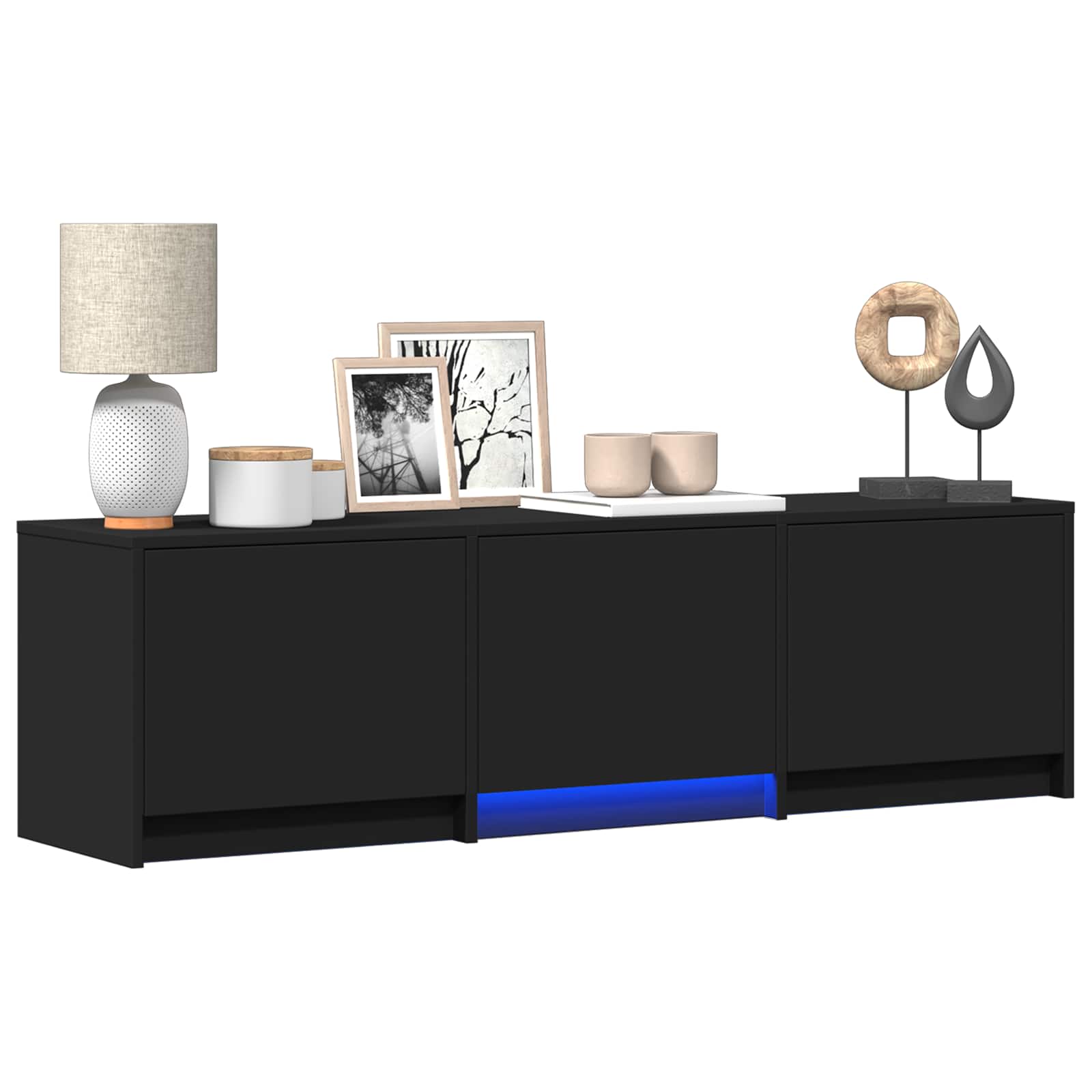 TV ormarić s LED rasvjetom s ladicama Crna 140 x 34 x 40 cm