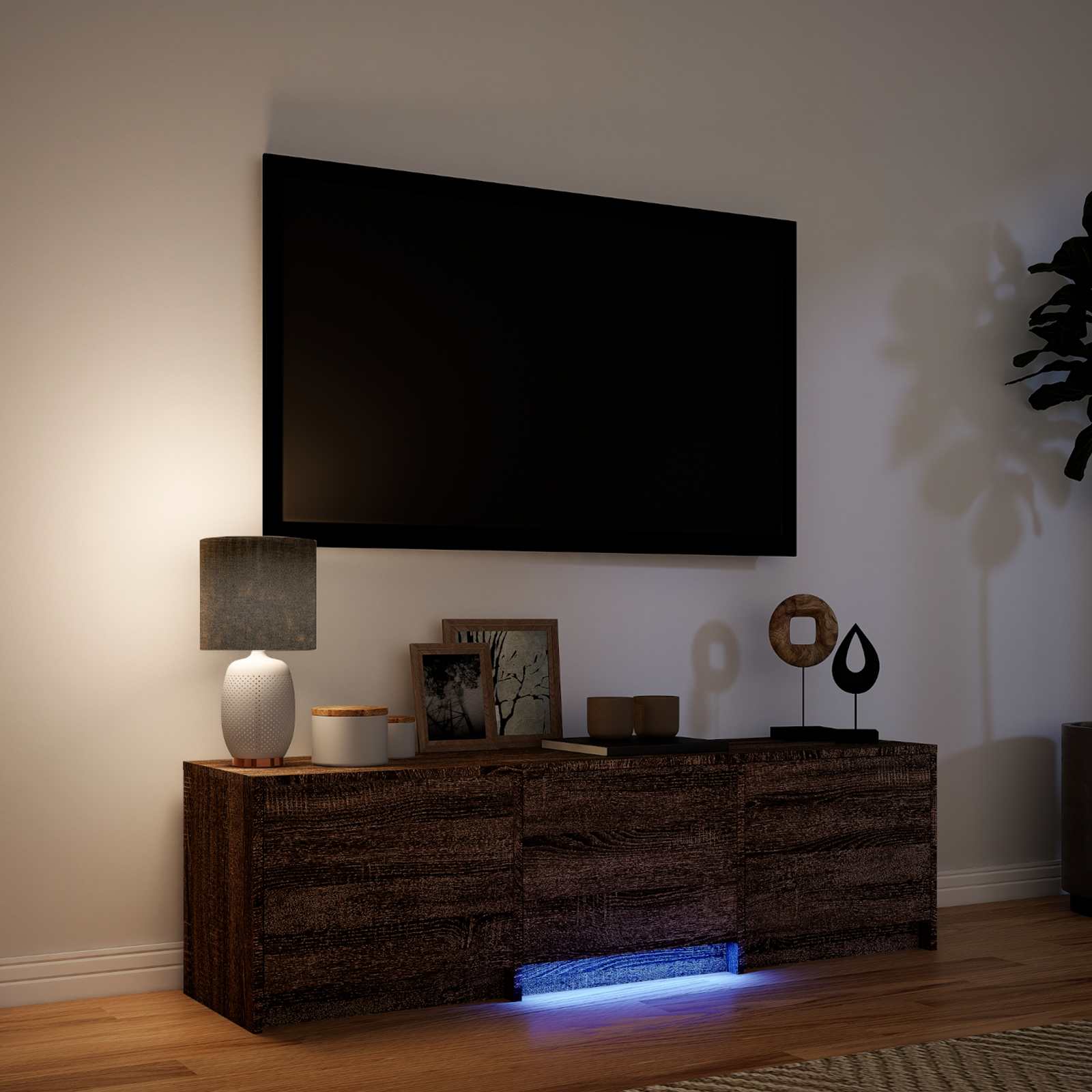 TV ormarić s LED rasvjetom Smeđi hrast 140 x 34 x 40 cm