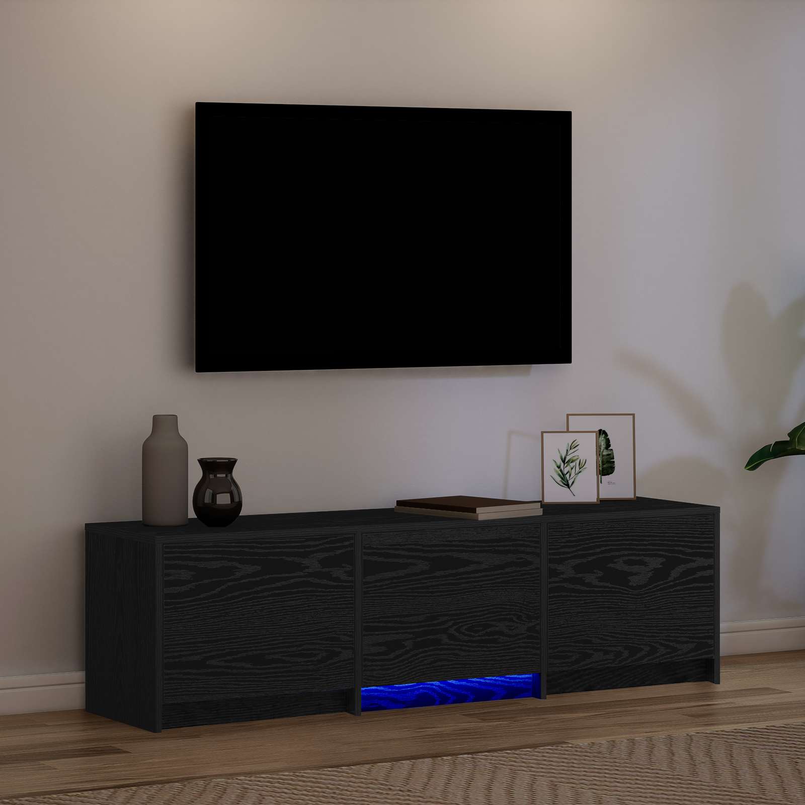 TV ormarić s LED rasvjetom Crni Hrast 140 x 34 x 40 cm