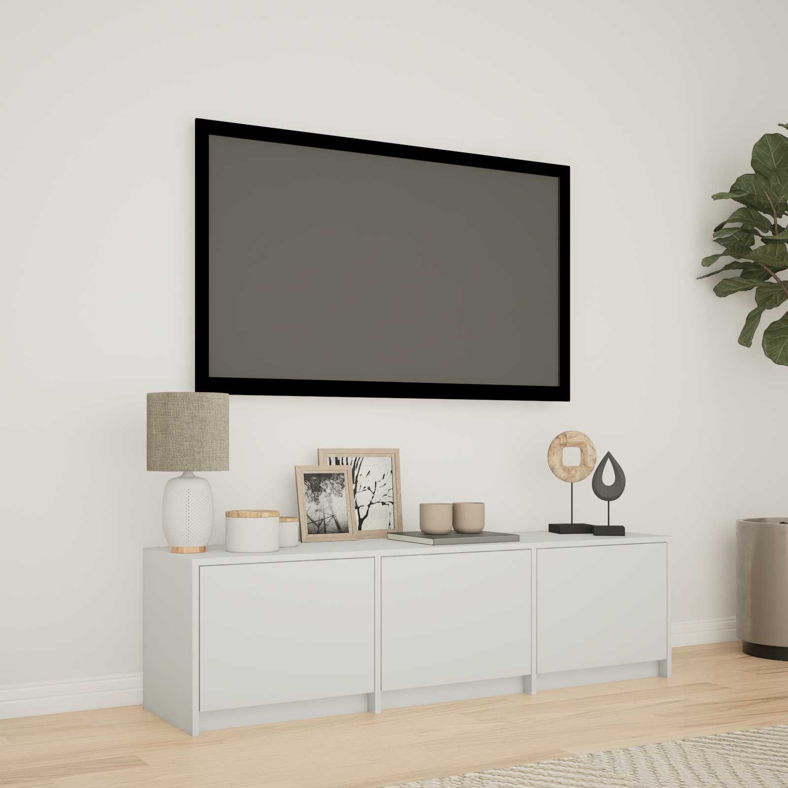 TV ormarić s LED rasvjetom s ladicama Bijeli 140 x 34 x 40 cm