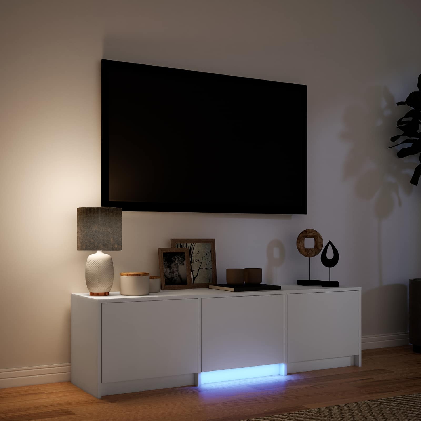 TV ormarić s LED rasvjetom s ladicama Bijeli 140 x 34 x 40 cm