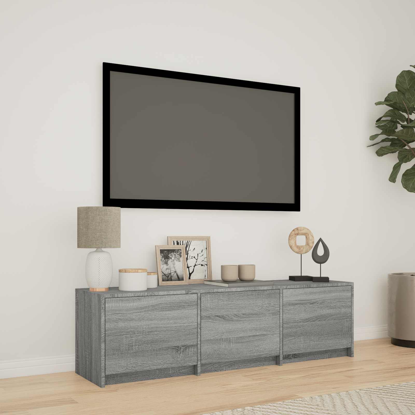 TV ormarić s LED rasvjetom Sivi Sonoma 140 x 34 x 40 cm