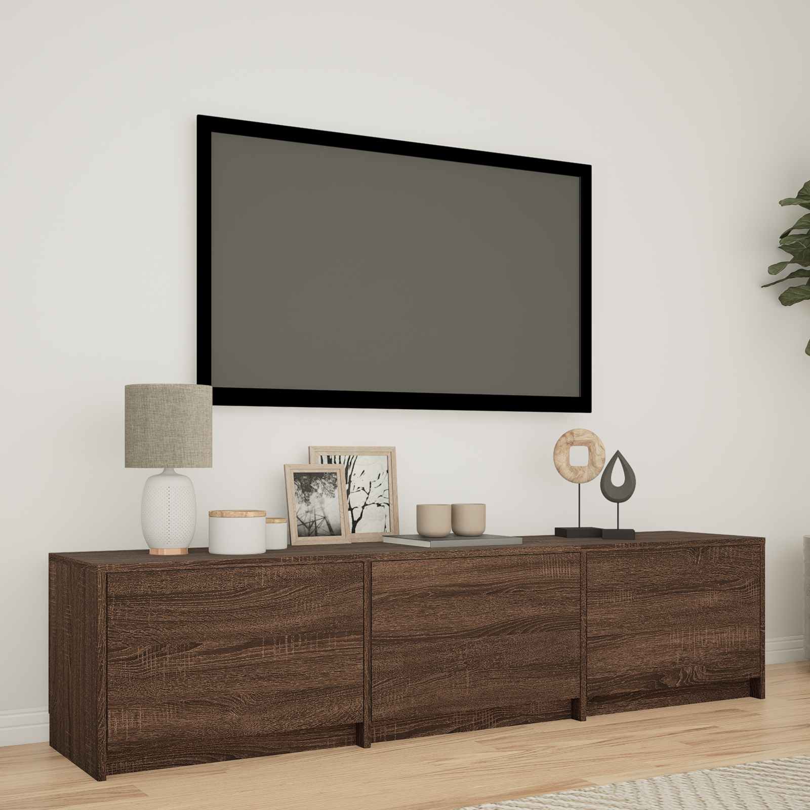 TV ormarić s LED rasvjetom Smeđi hrast 165 x 34 x 40 cm