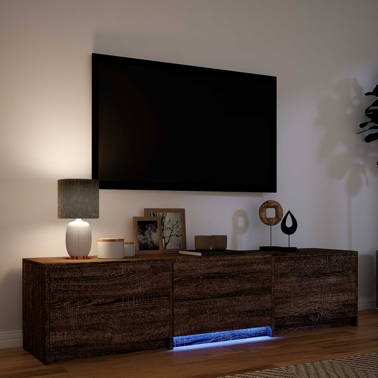 TV ormarić s LED rasvjetom Smeđi hrast 165 x 34 x 40 cm