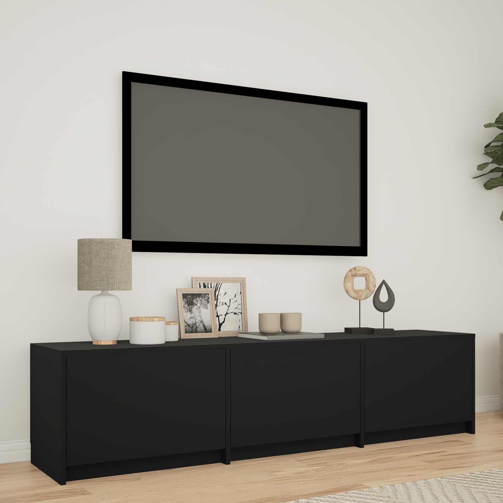 TV ormarić s LED rasvjetom s ladicama Crna 165 x 34 x 40 cm