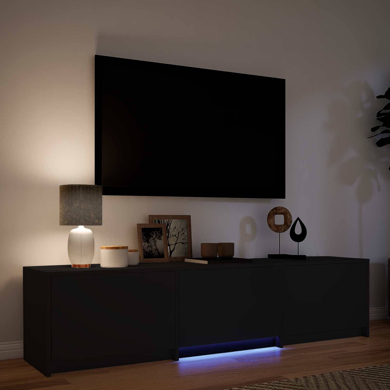 TV ormarić s LED rasvjetom s ladicama Crna 165 x 34 x 40 cm