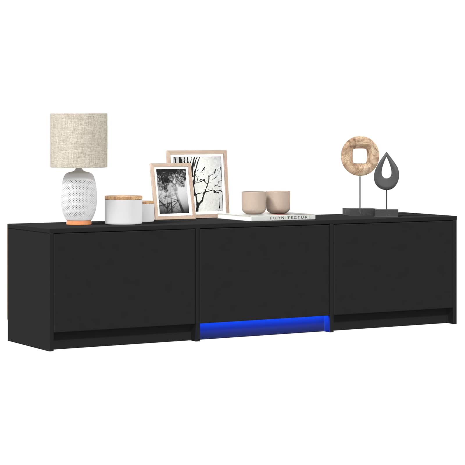 TV ormarić s LED rasvjetom s ladicama Crna 165 x 34 x 40 cm