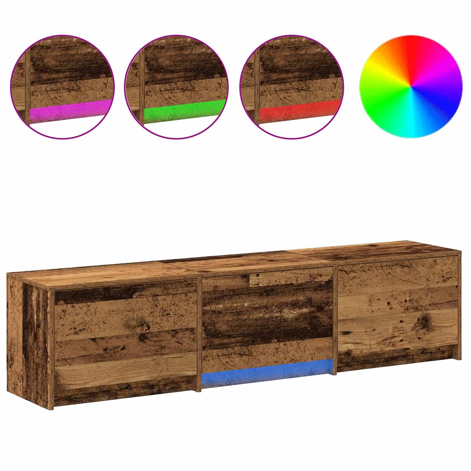 TV ormarić s LED rasvjetom Staro drvo 165 x 34 x 40 cm