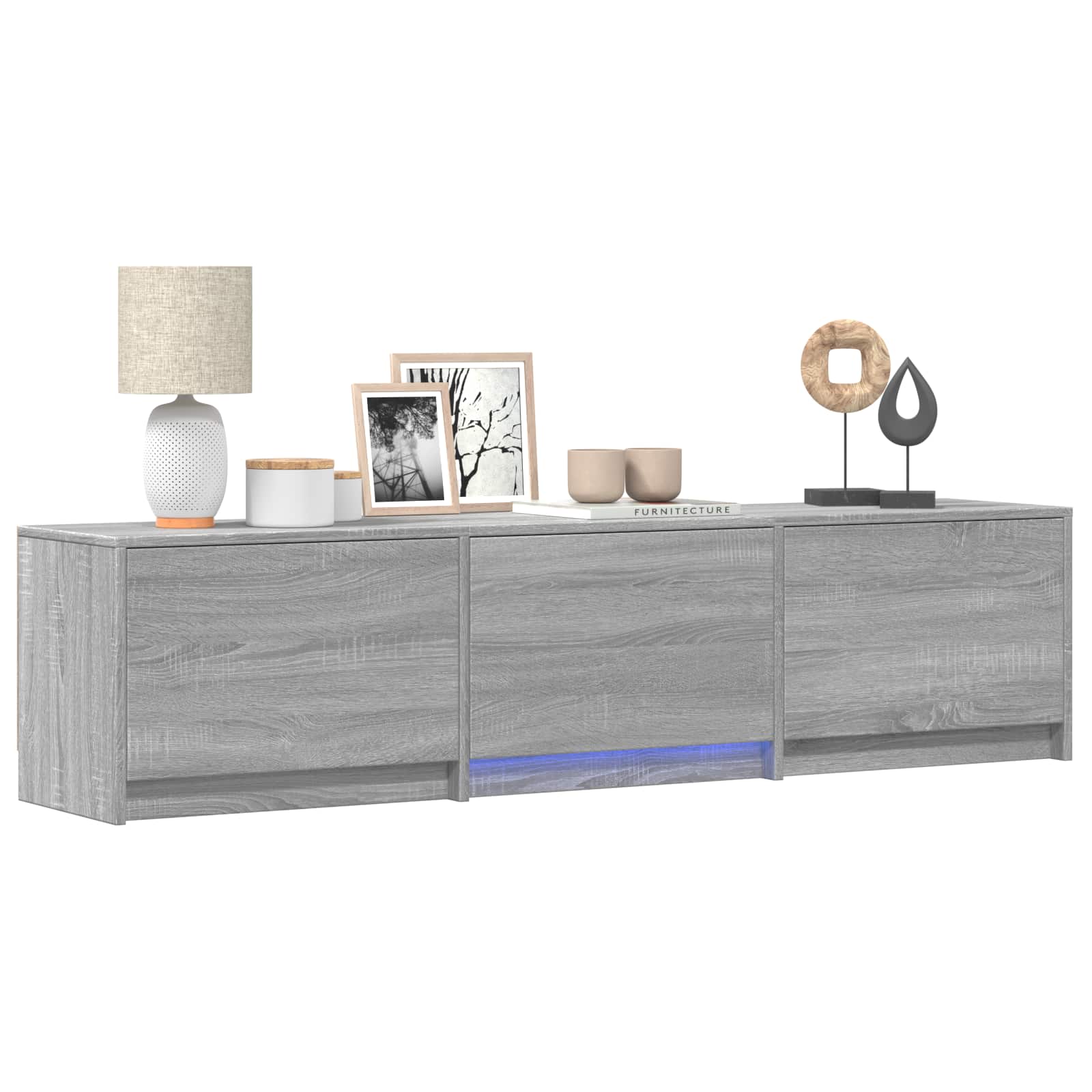 TV ormarić s LED rasvjetom Sivi Sonoma 165 x 34 x 40 cm