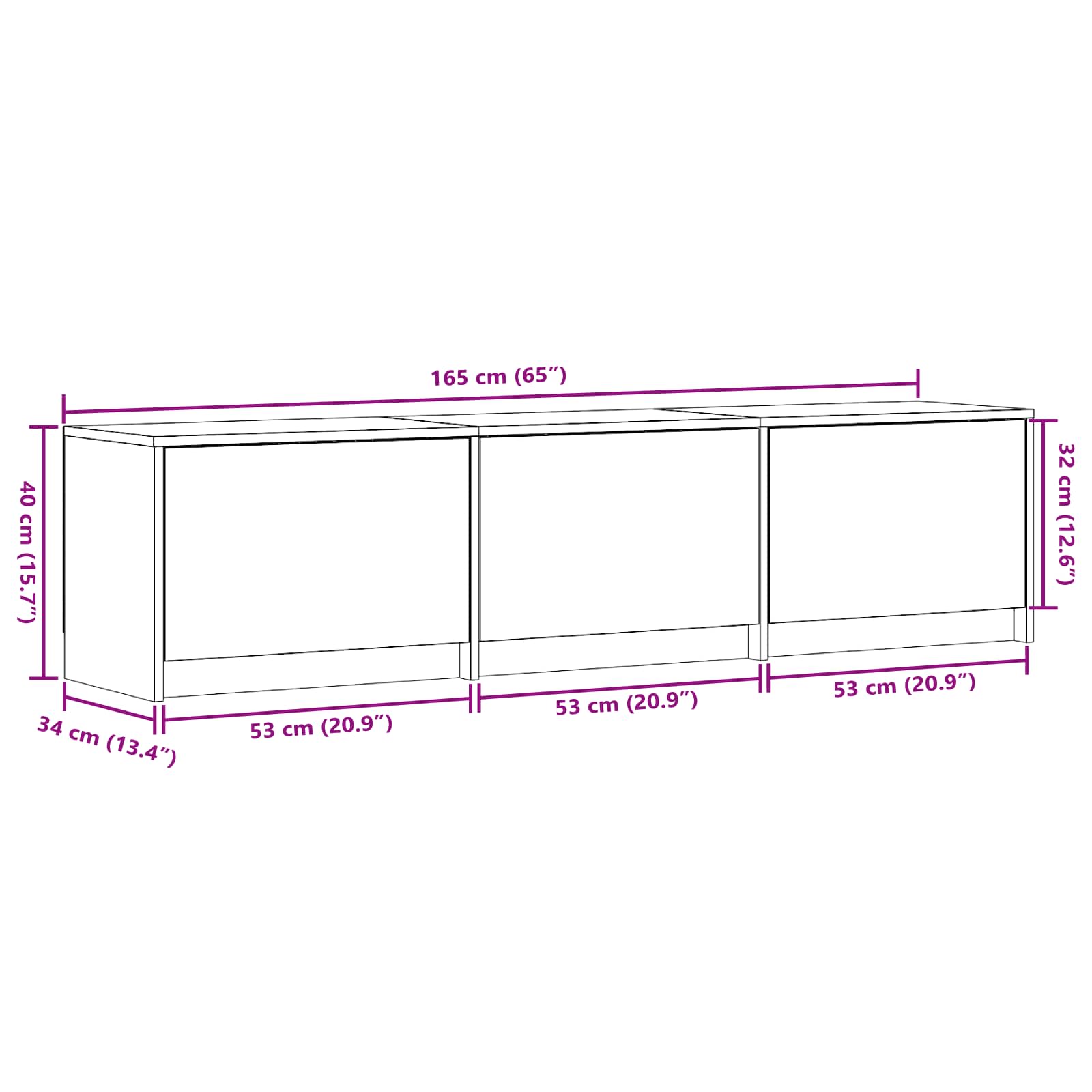 TV ormarić s LED rasvjetom Sivi Sonoma 165 x 34 x 40 cm