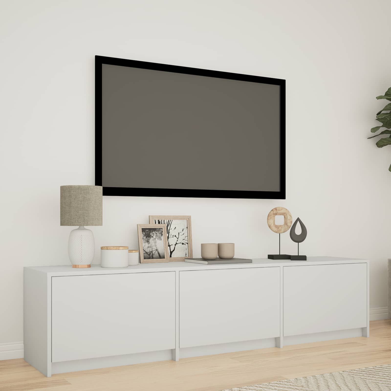 TV ormarić s LED rasvjetom s ladicama Bijeli 165 x 34 x 40 cm