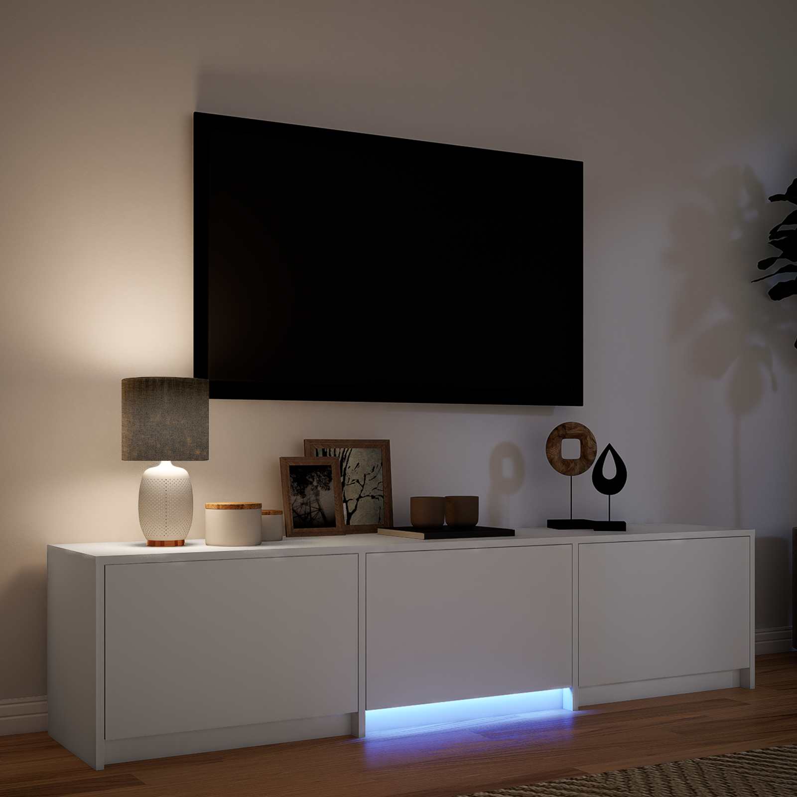 TV ormarić s LED rasvjetom s ladicama Bijeli 165 x 34 x 40 cm