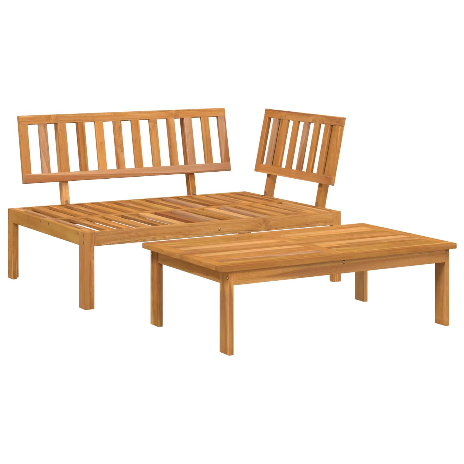 Set sofe s jastukom 2 pcs Sivo-smeđa Čvrsto drvo akacije
