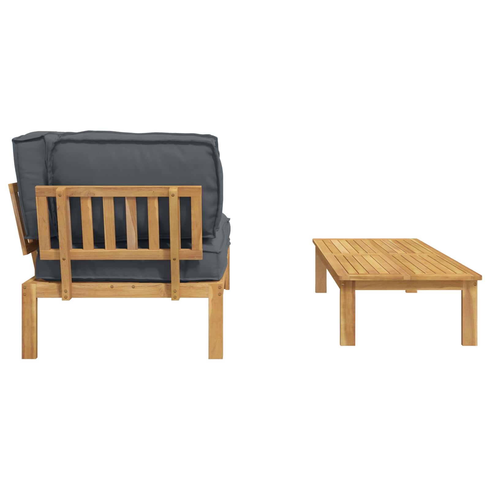 Set sofe s jastukom 2 pcs Antracit Čvrsto drvo akacije