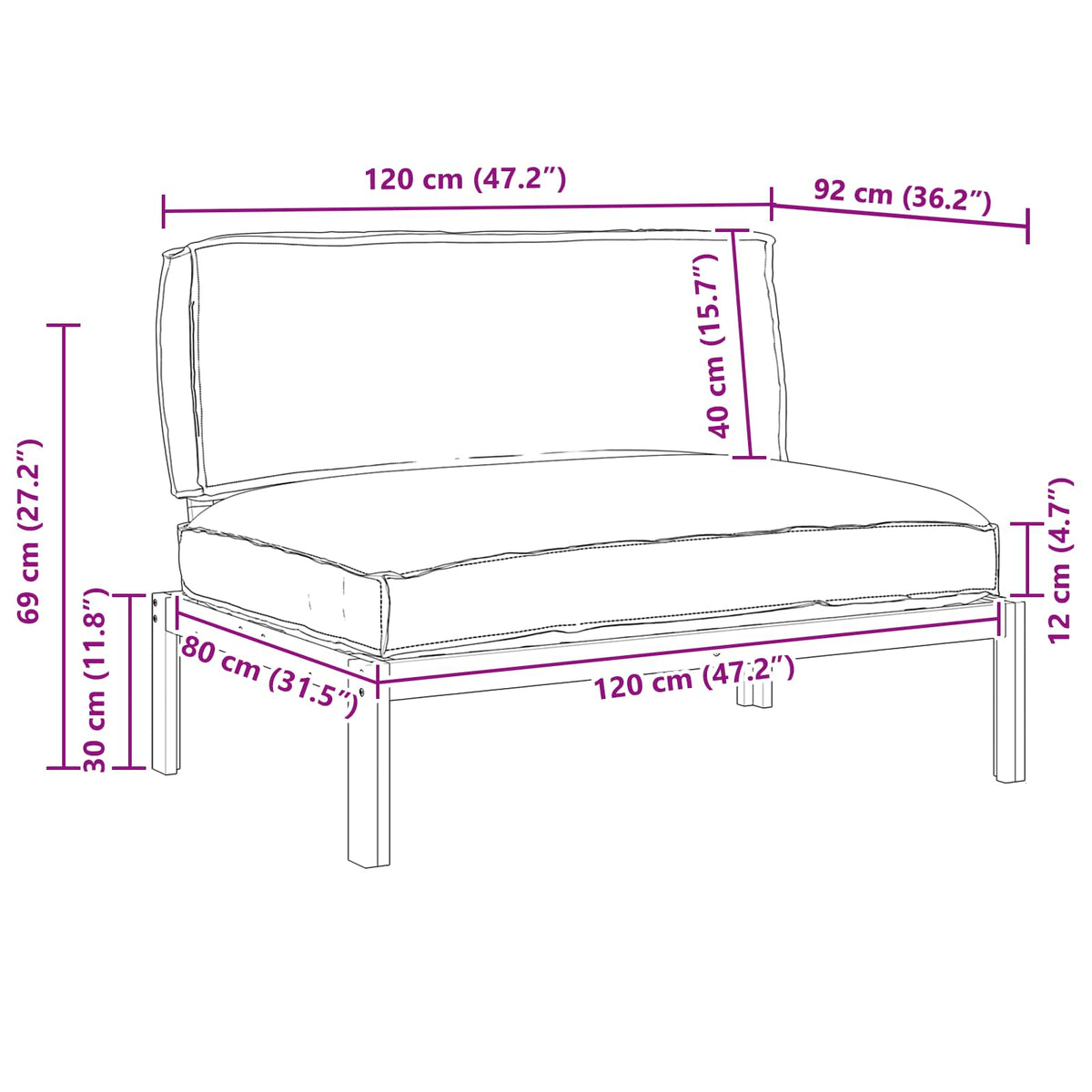 Set sofe Antracit 120 x 92 x 69 cm Čvrsto drvo akacije