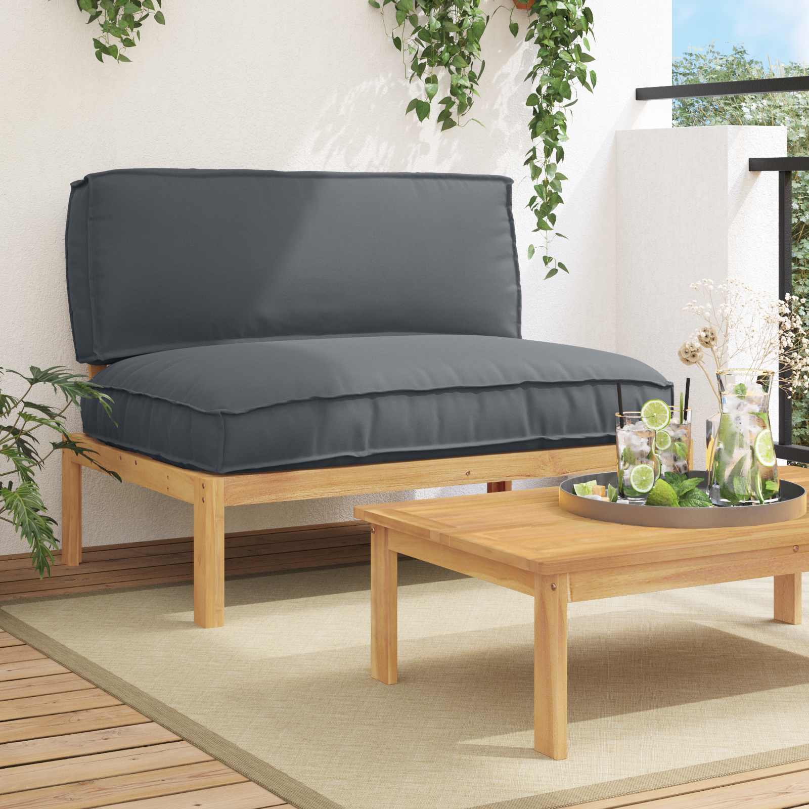 Set sofe Antracit 120 x 92 x 69 cm Čvrsto drvo akacije