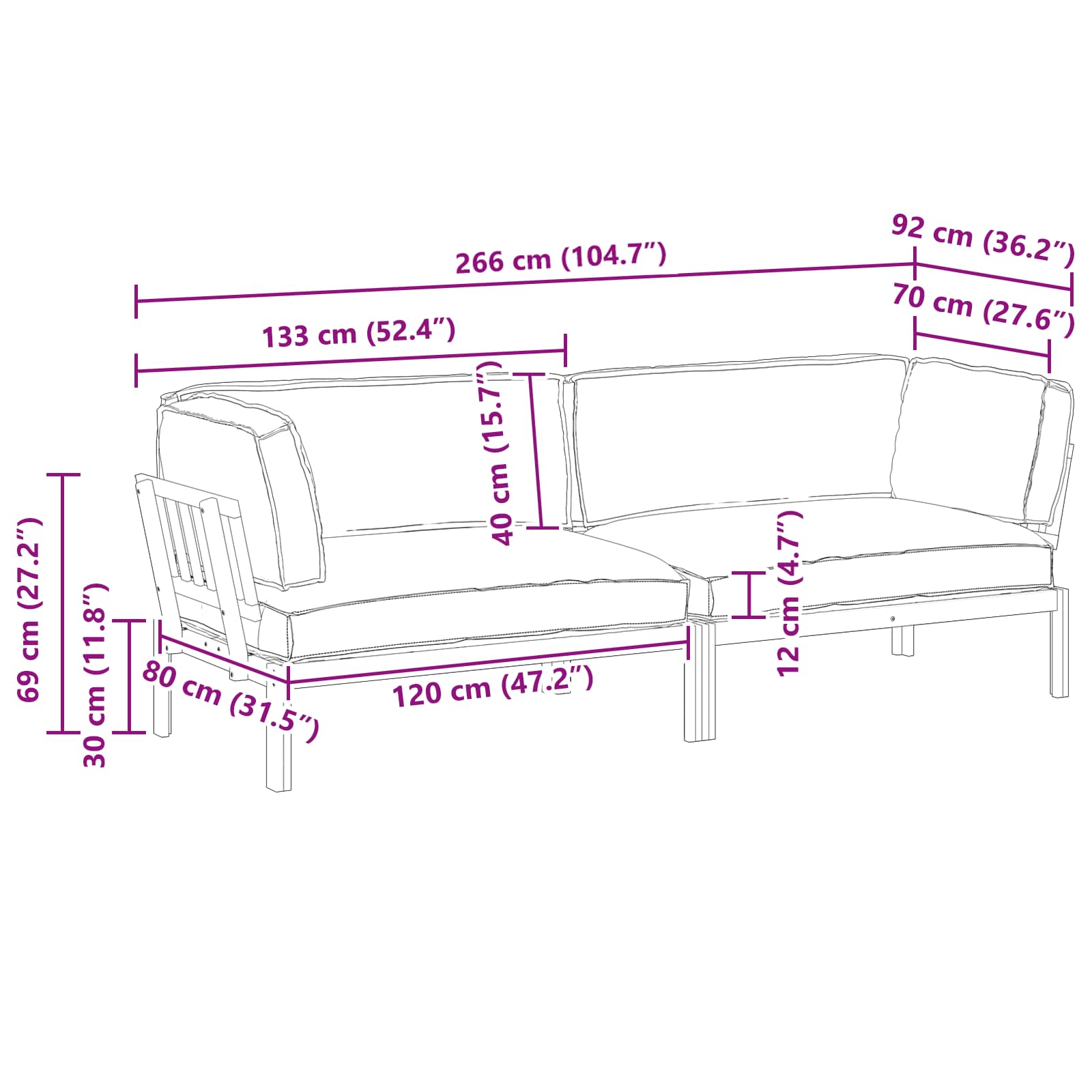 Set sofe s jastukom 2 pcs Antracit Čvrsto drvo akacije