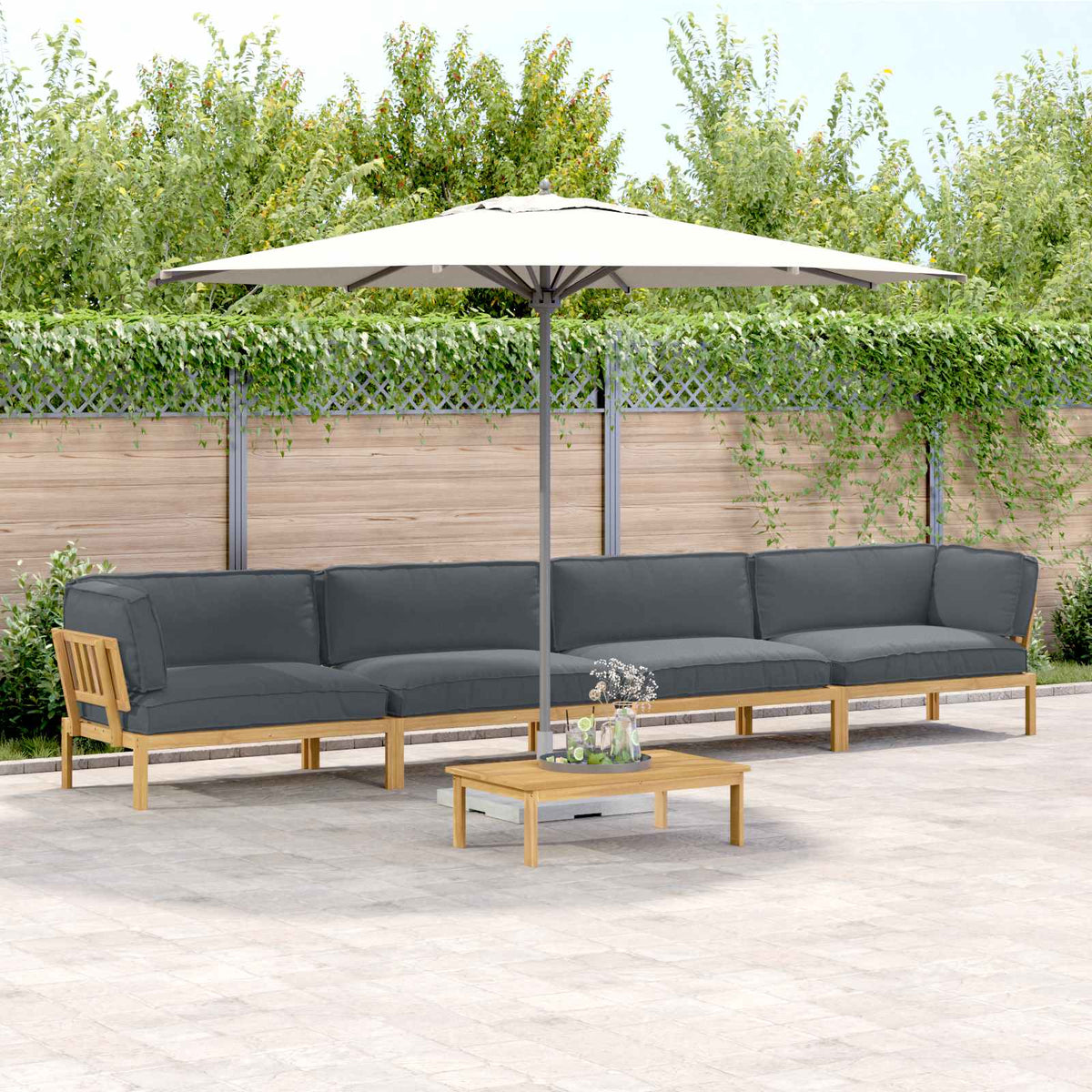 Set sofe s jastukom 3 pcs Antracit Čvrsto drvo akacije