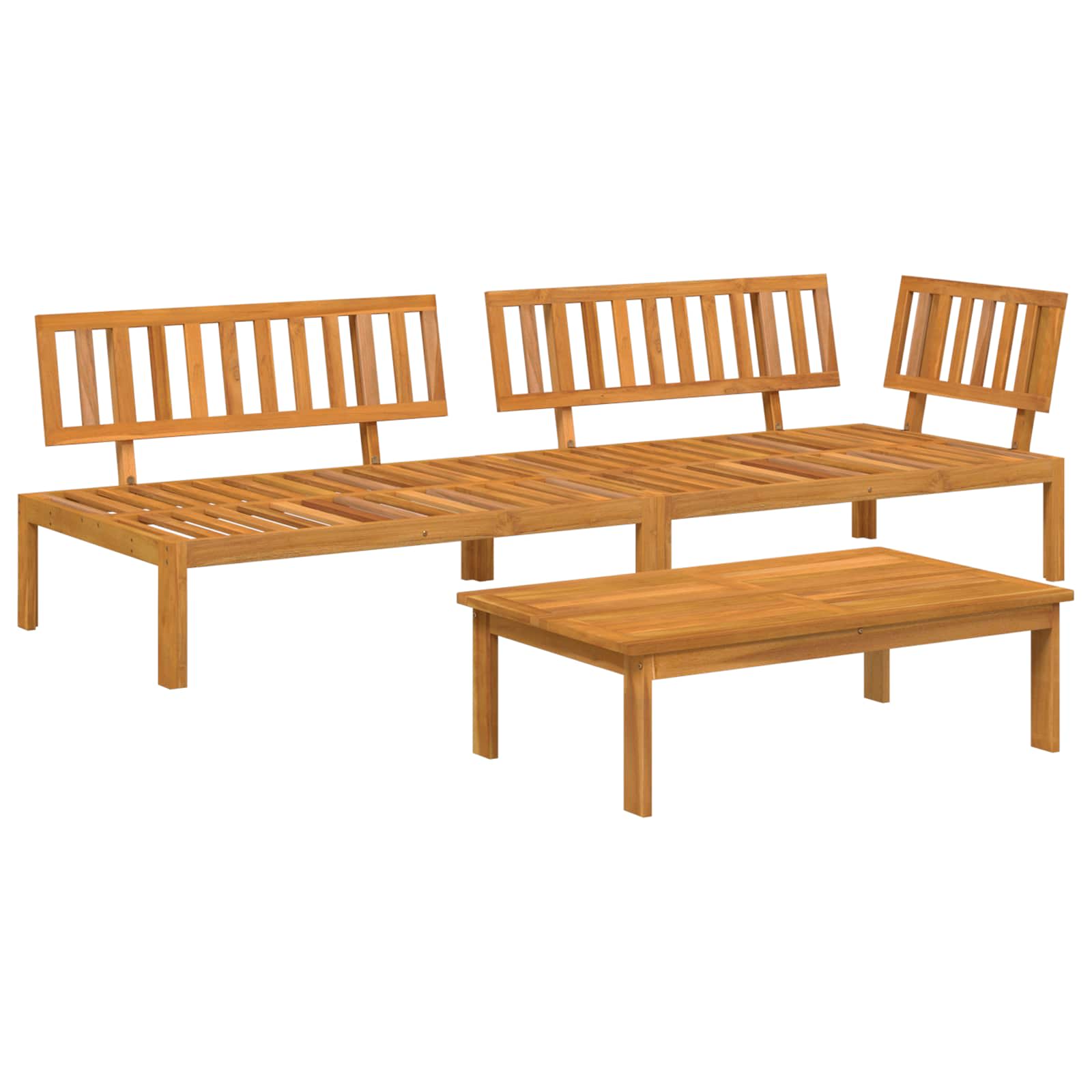 Set sofe s jastukom 3 pcs Sivo-smeđa Čvrsto drvo akacije