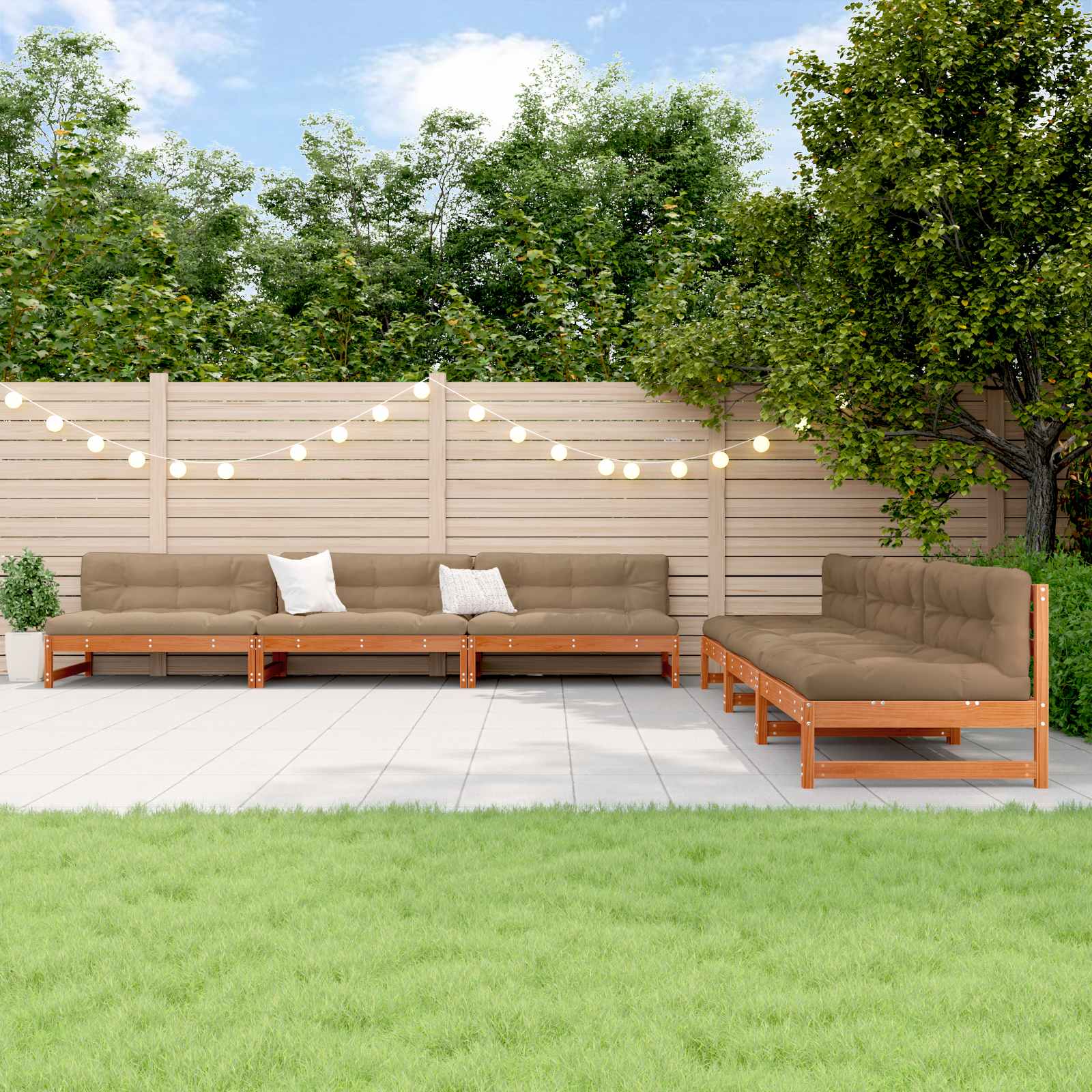 Set lounge namještaja za vrt 6 pcs Vosak Smeđa Masivna borovina