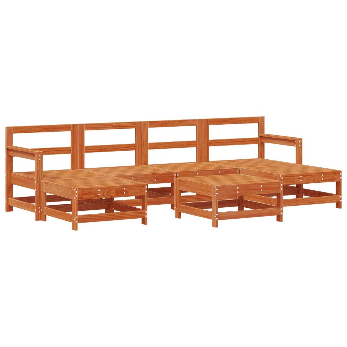 Set lounge namještaja za vrt 7 pcs Vosak Smeđa Masivna borovina