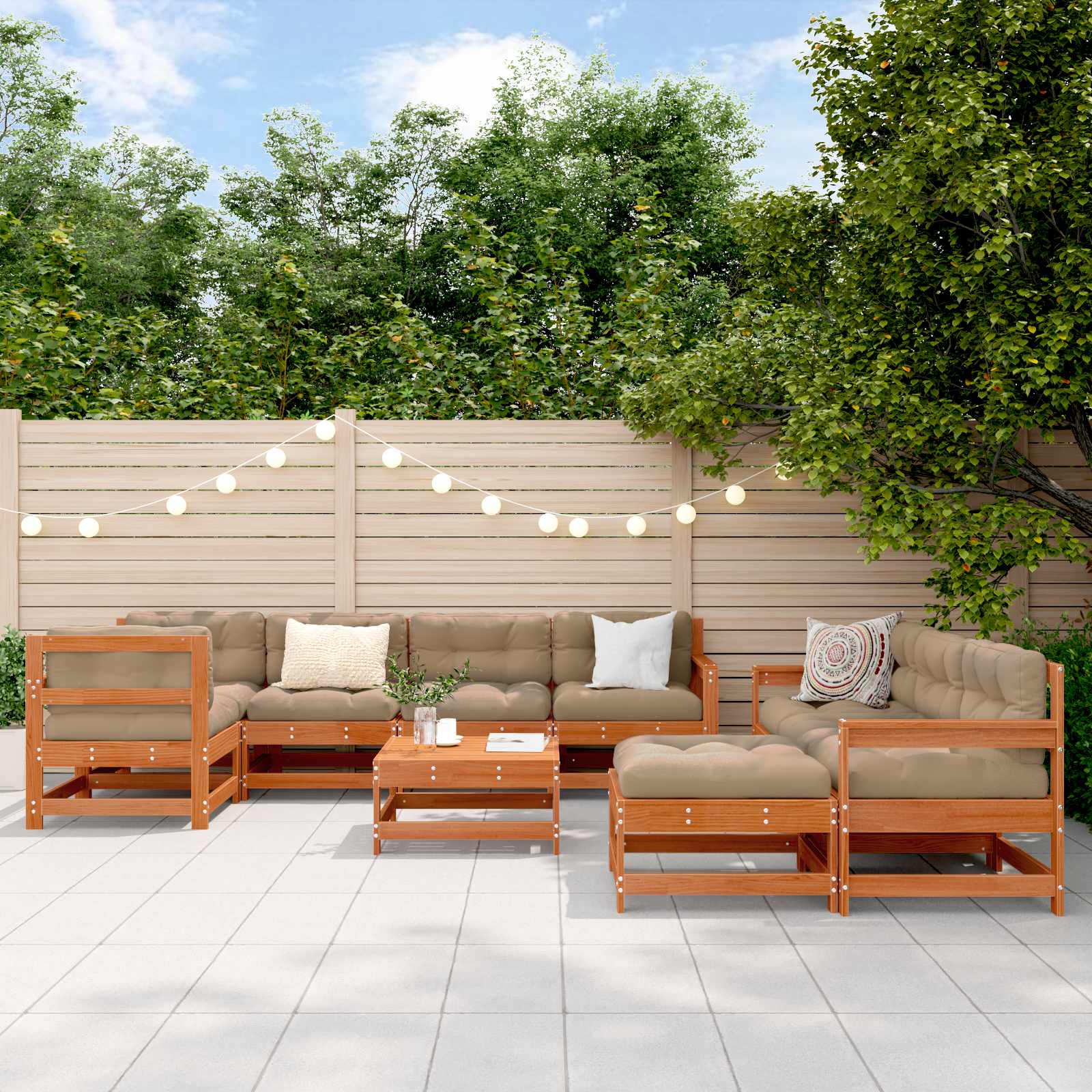 Set lounge namještaja za vrt 10 pcs Voštanosmeđa