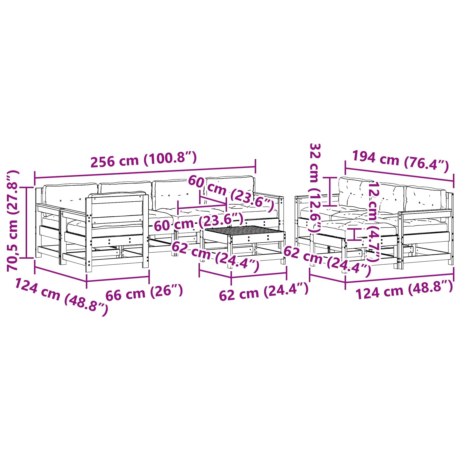 Set lounge namještaja za vrt 10 pcs Voštanosmeđa