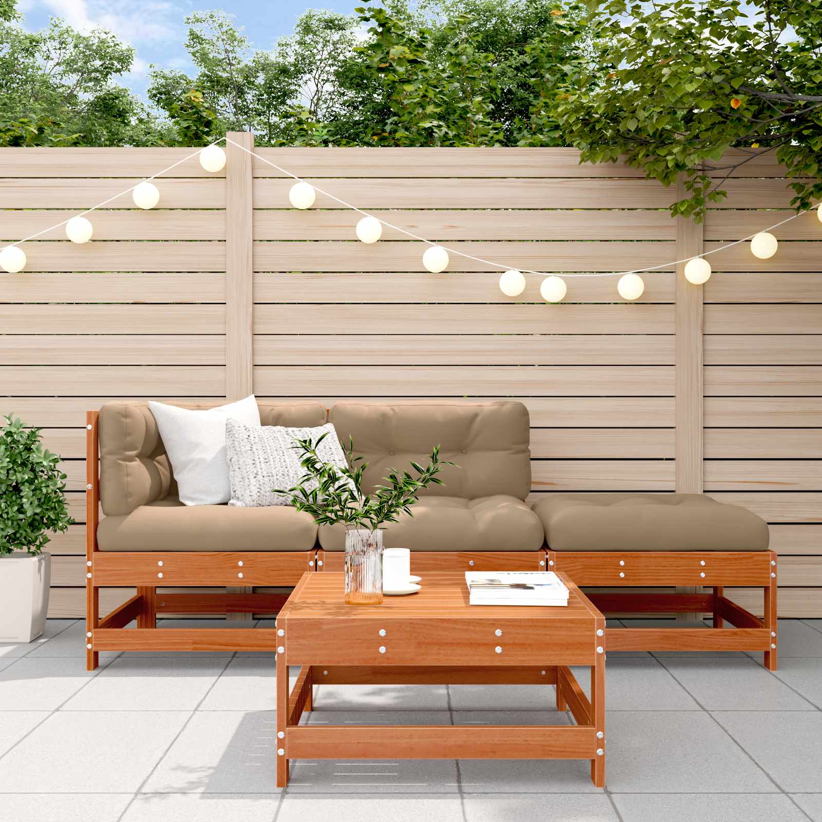 Set lounge namještaja za vrt 4 pcs Voštanosmeđa