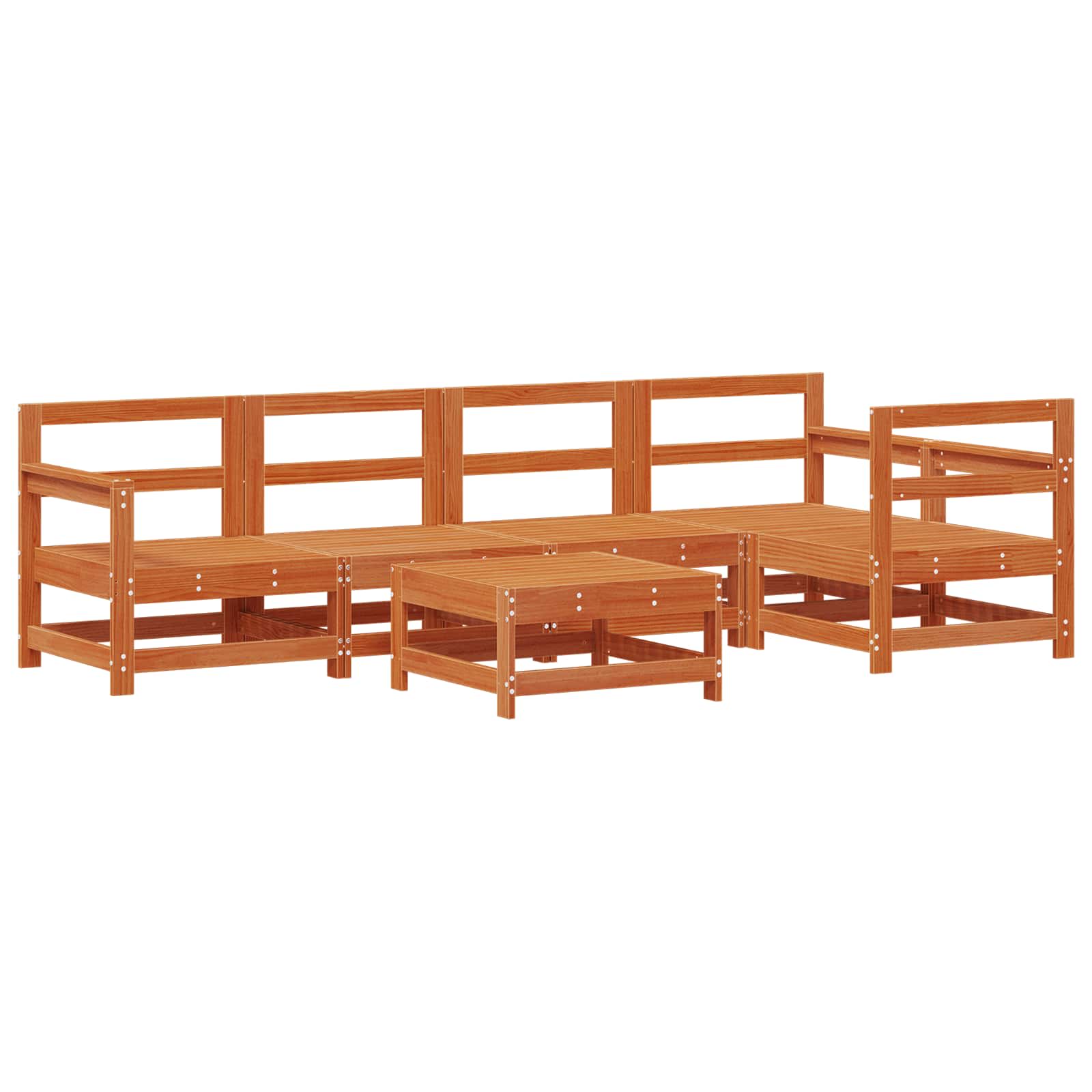Set lounge namještaja za vrt 6 pcs Vosak Smeđa Masivna borovina