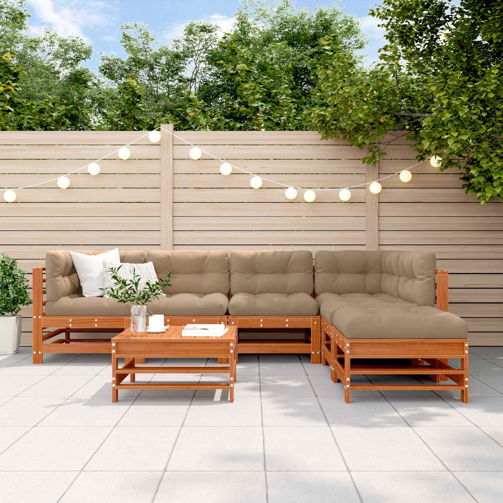 Set lounge namještaja za vrt 7 pcs Vosak Smeđa Masivna borovina