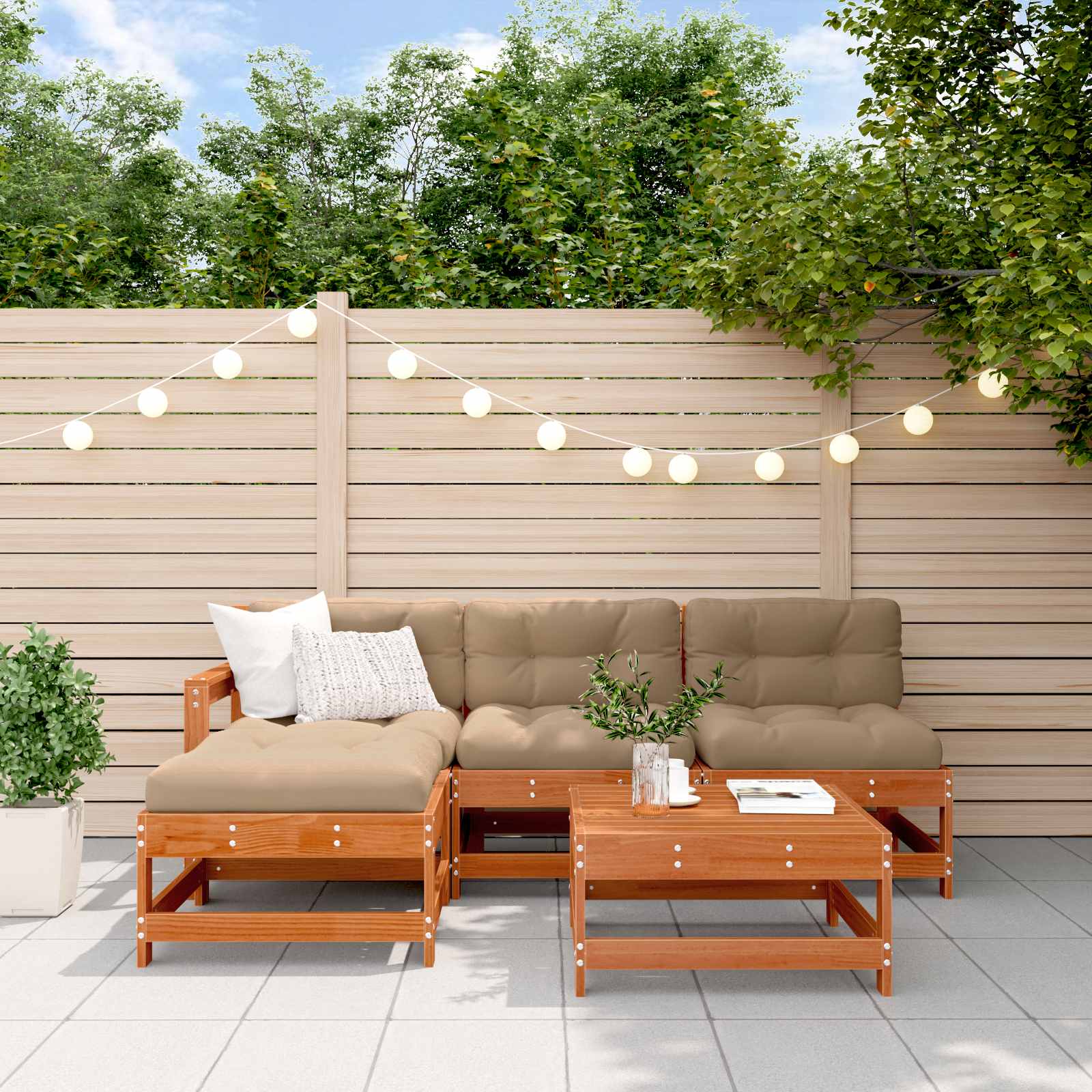 Set lounge namještaja za vrt 5 pcs Bakarno smeđa bor