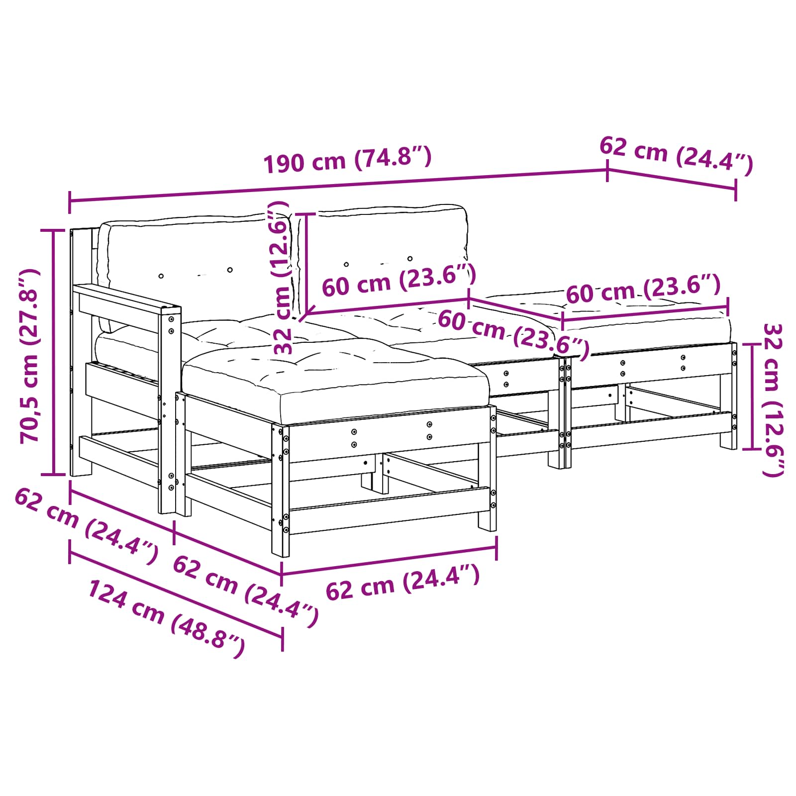 Set lounge namještaja za vrt 4 pcs Voštanosmeđa