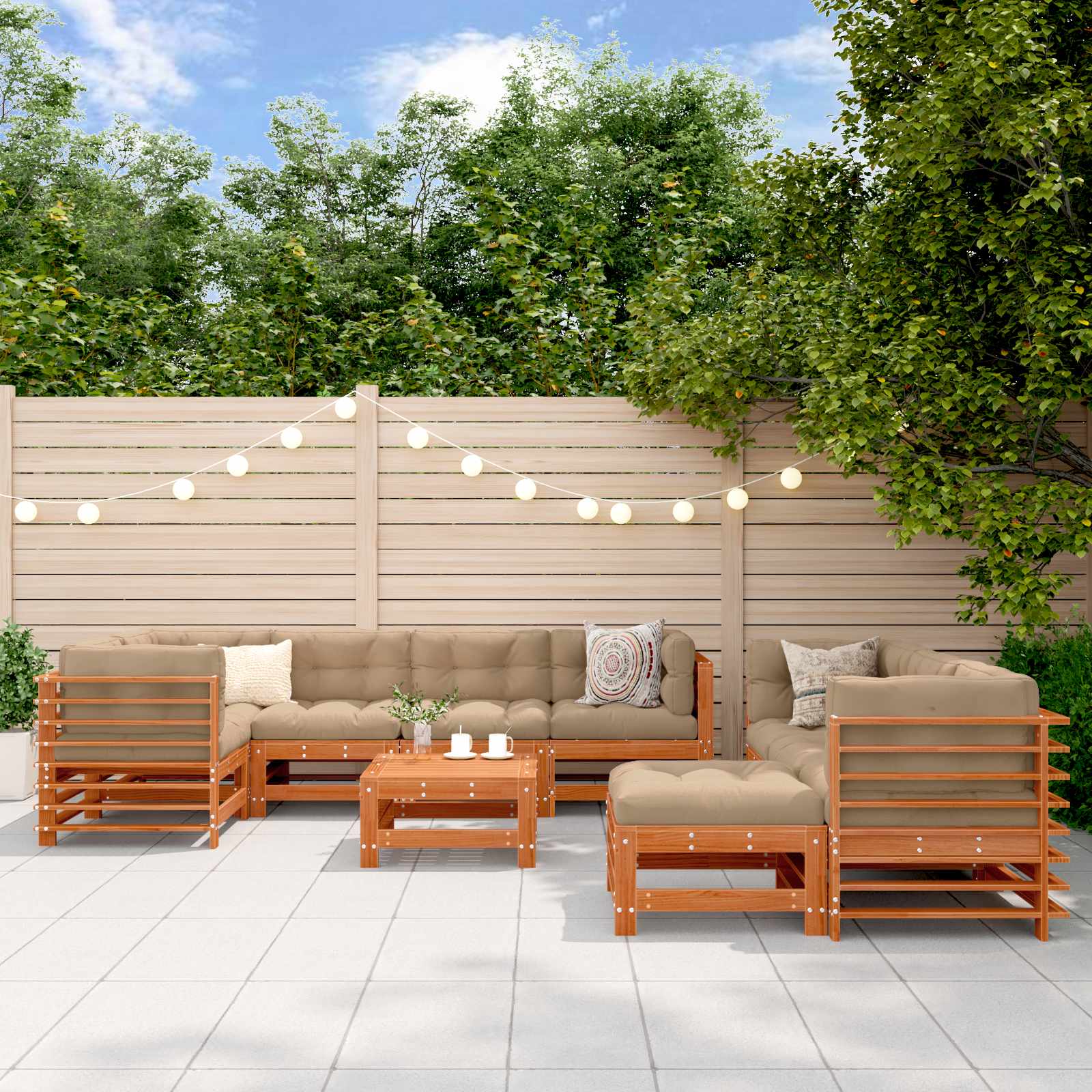 Set lounge namještaja za vrt 10 pcs Voštanosmeđa