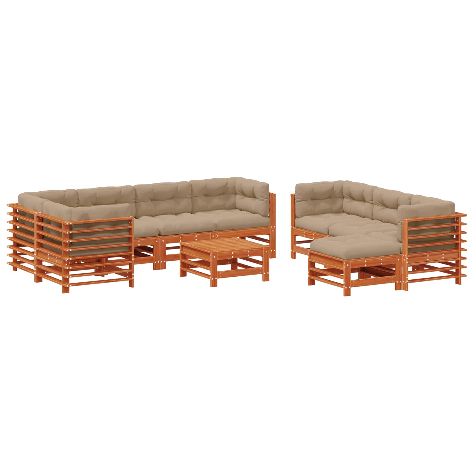 Set lounge namještaja za vrt 10 pcs Voštanosmeđa