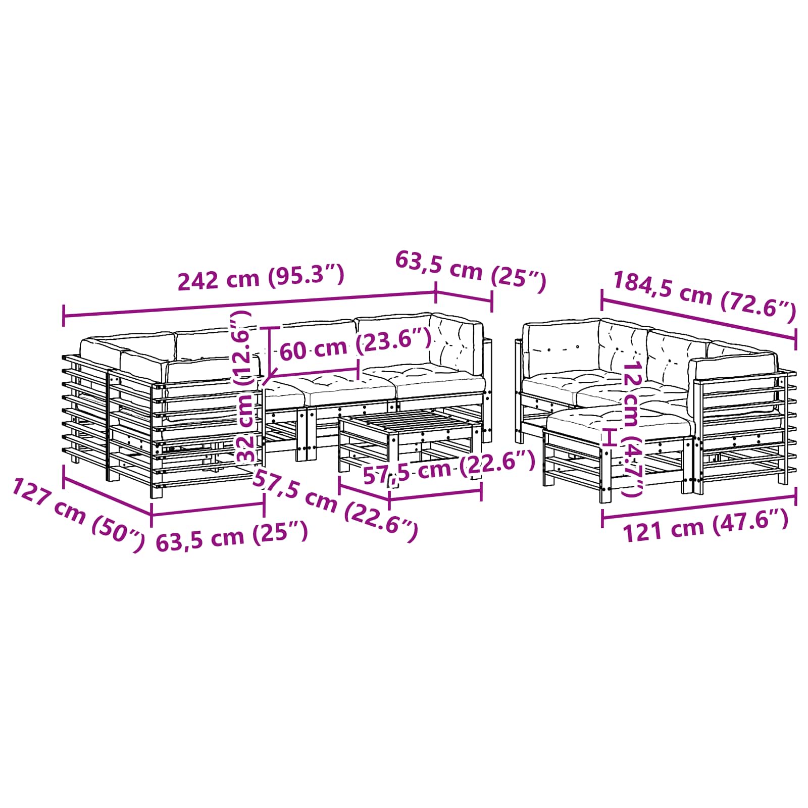 Set lounge namještaja za vrt 10 pcs Voštanosmeđa