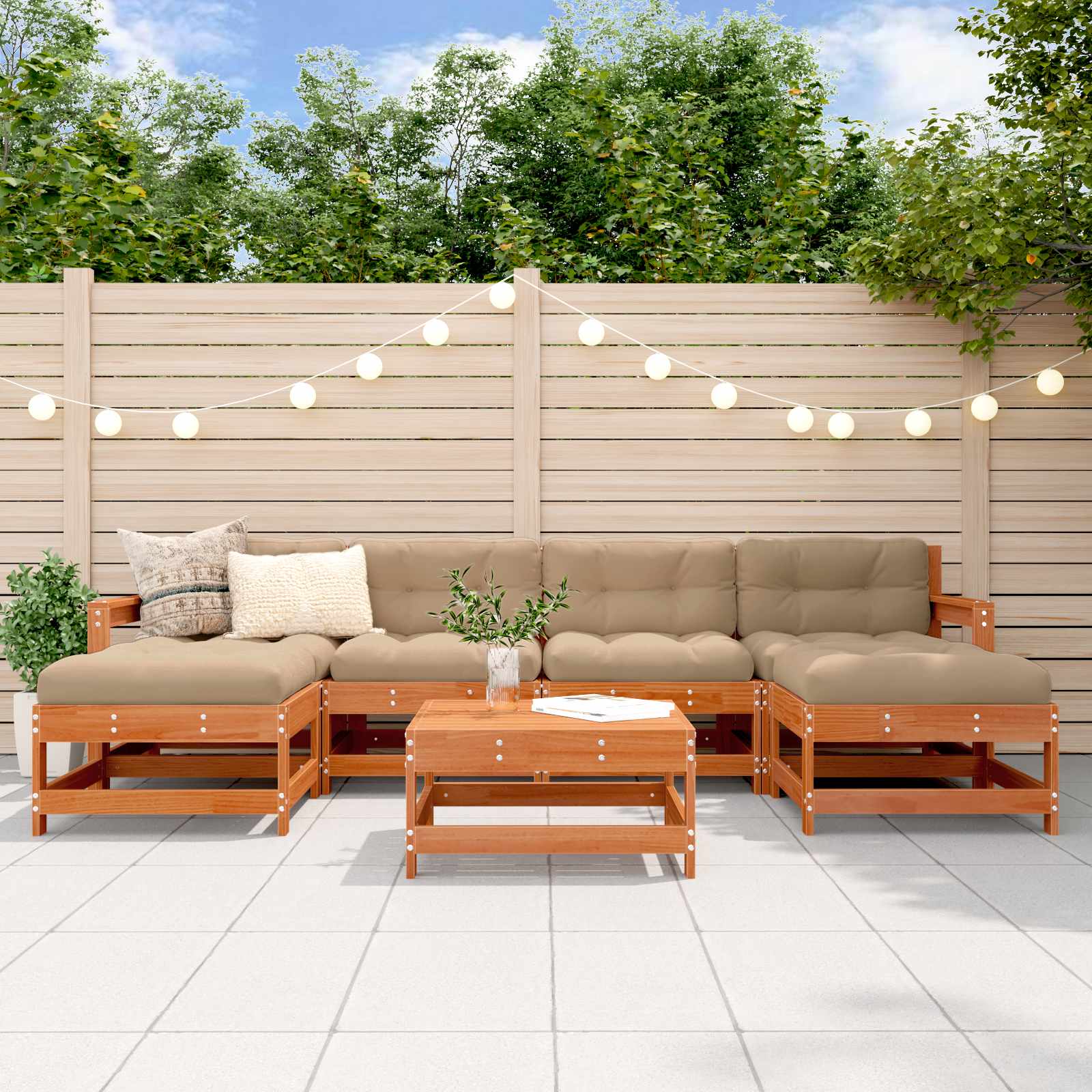 Set lounge namještaja za vrt 6 pcs Vosak Smeđa Masivna borovina