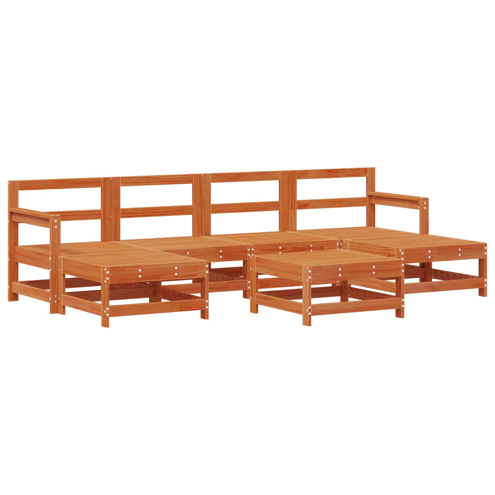 Set lounge namještaja za vrt 6 pcs Vosak Smeđa Masivna borovina